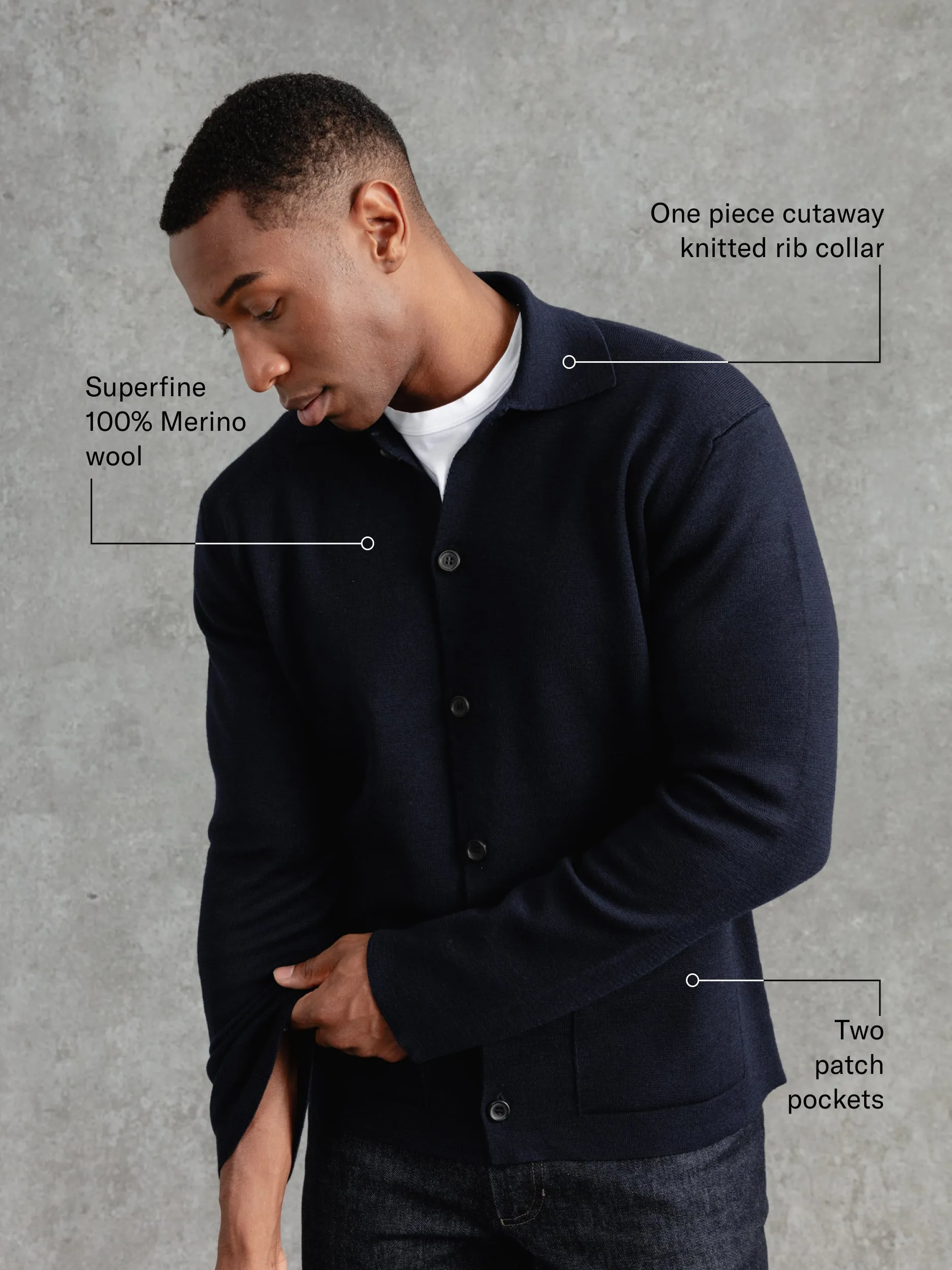 The Merino Knitted Jacket - Midnight