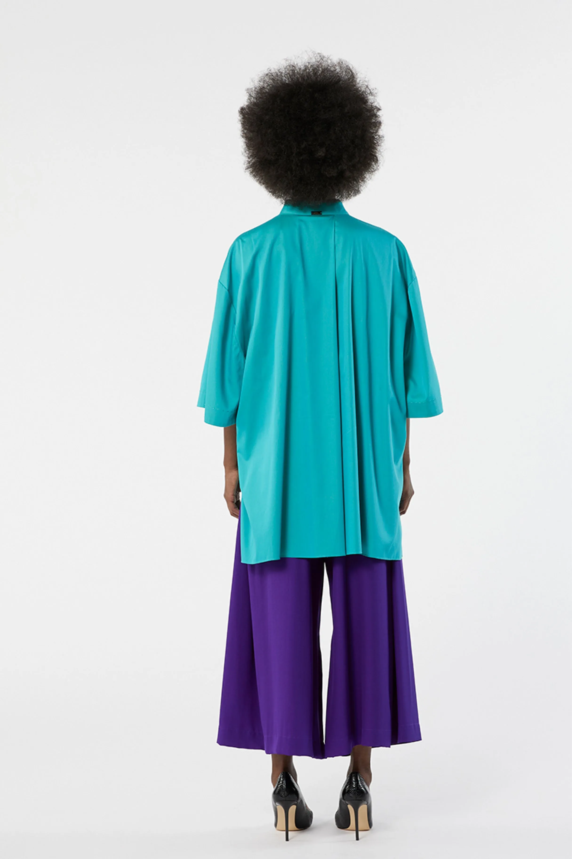 TUXEDO turquoise - cotton oversized shirt dress