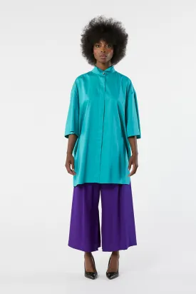 TUXEDO turquoise - cotton oversized shirt dress