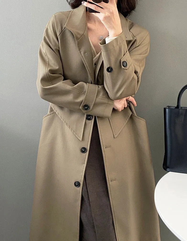 Wjczt Stylish Winter Women Long Trench Coats Autumn Double Breasted Long Jacket Female Belted Ladies Windbreaker 2022