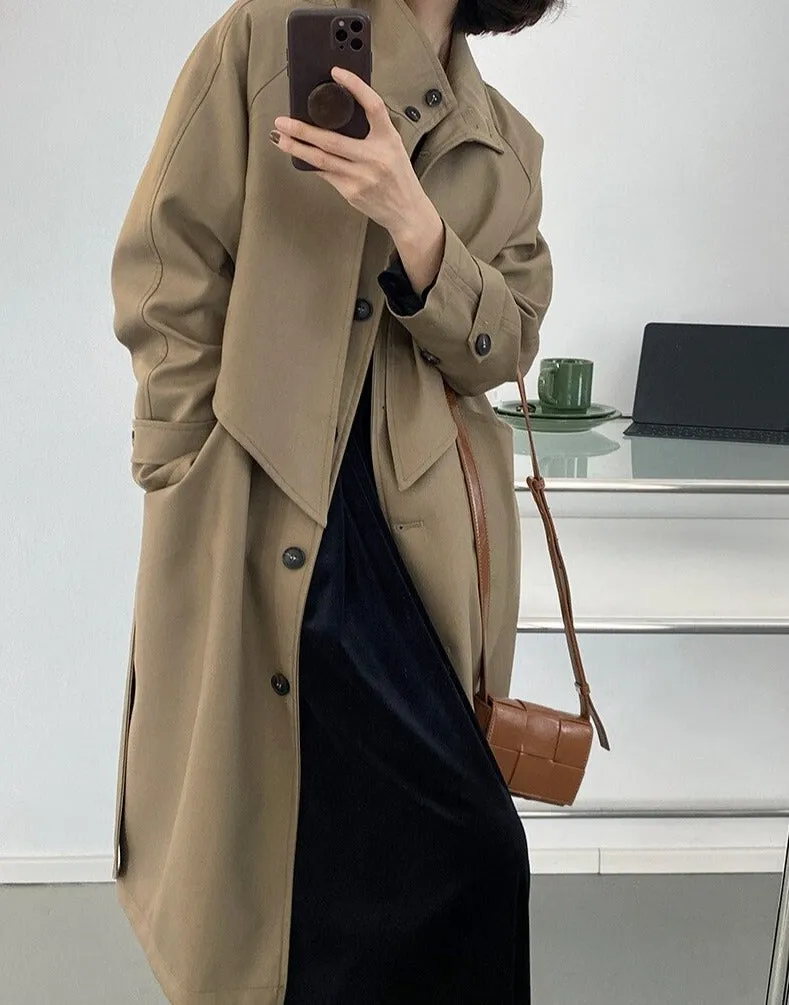 Wjczt Stylish Winter Women Long Trench Coats Autumn Double Breasted Long Jacket Female Belted Ladies Windbreaker 2022