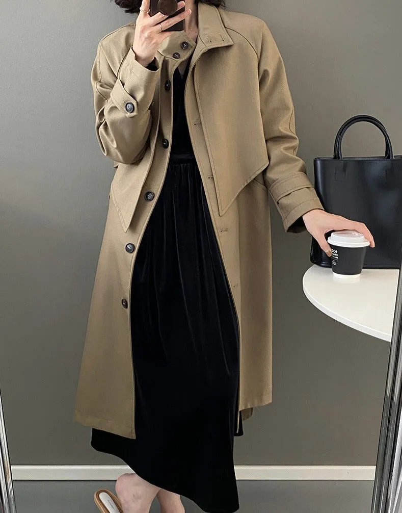 Wjczt Stylish Winter Women Long Trench Coats Autumn Double Breasted Long Jacket Female Belted Ladies Windbreaker 2022