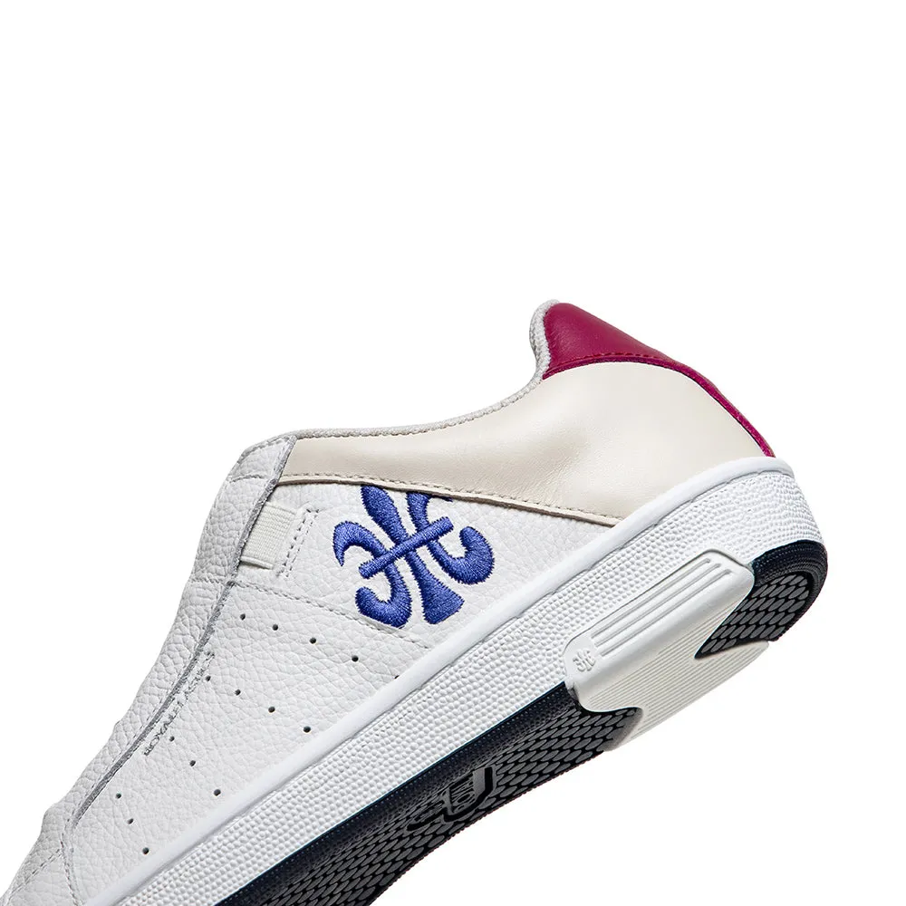 Women's Icon OG White Blue Purple Logo Leather Sneakers 91941-016